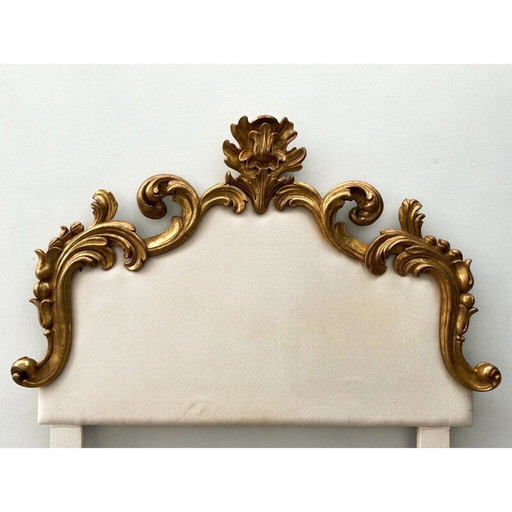 Vintage Art Deco Kopfteil aus Holz und Stoff, Italien 1940er Jahre