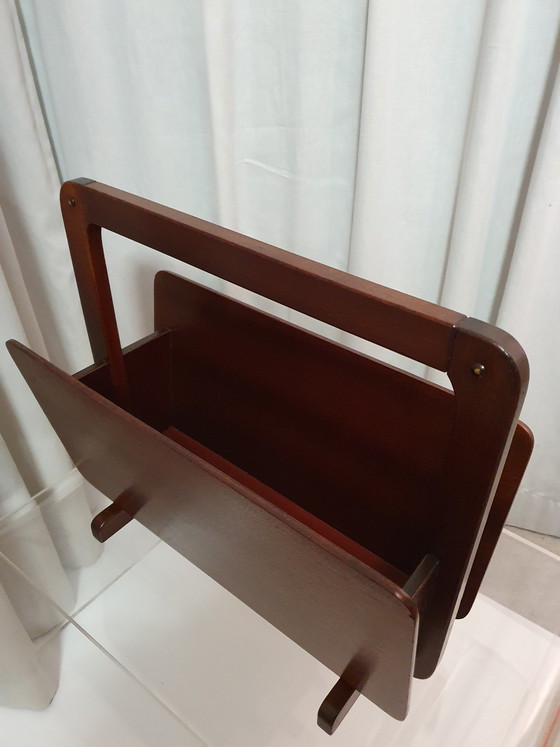 Image 1 of Vintage Zeitungsständer Holz Mahagoni