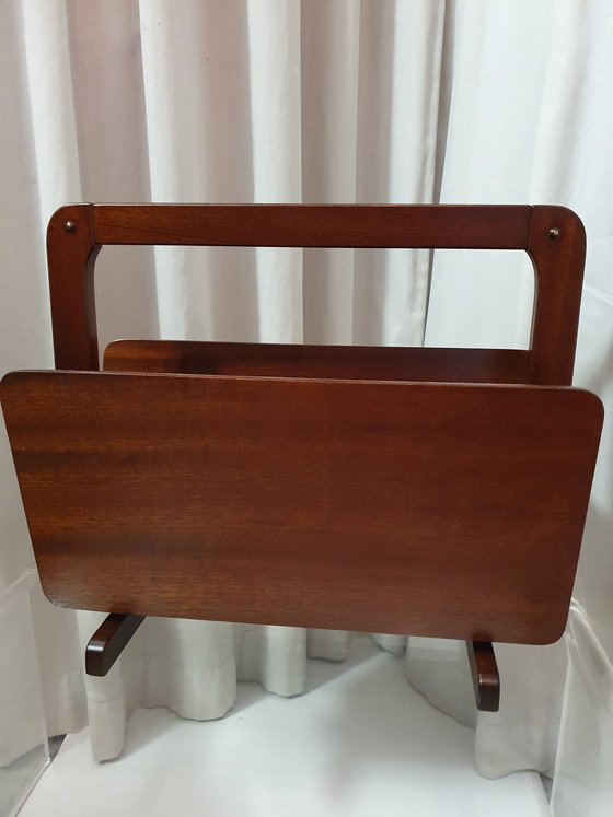 Image 1 of Vintage Zeitungsständer Holz Mahagoni