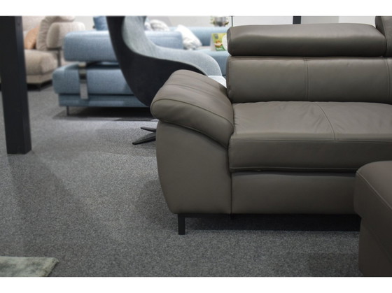 Image 1 of Ledersofa Mit Hocker Und Kopfstützenverstellung Ledercouch Lederecksofa Sofa Couch Ecksofa 