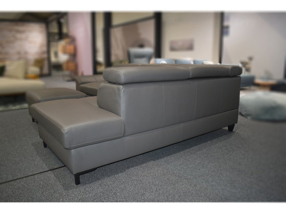 Image 1 of Ledersofa Mit Hocker Und Kopfstützenverstellung Ledercouch Lederecksofa Sofa Couch Ecksofa 