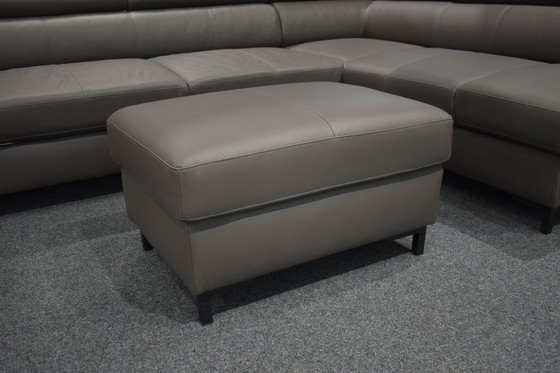 Image 1 of Ledersofa Mit Hocker Und Kopfstützenverstellung Ledercouch Lederecksofa Sofa Couch Ecksofa 