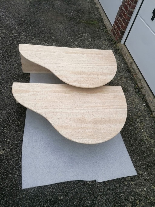 2x Vintage Salontafel aus Travertin