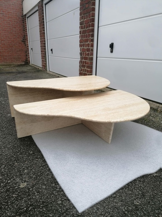 Image 1 of 2x Vintage Salontafel aus Travertin