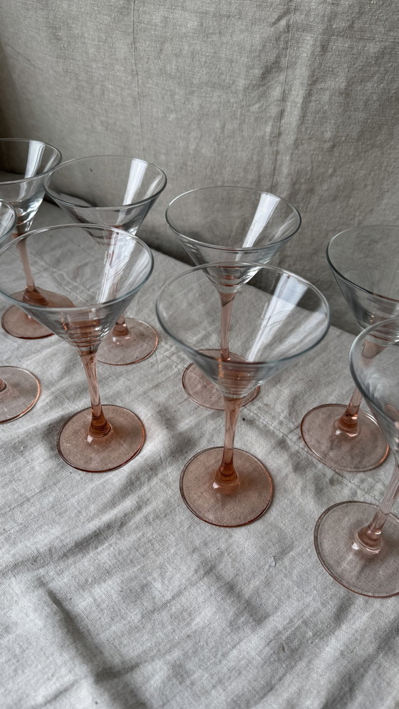 Image 1 of 8X Rosa Champagner Coupe / Martini Glas, Luminarc