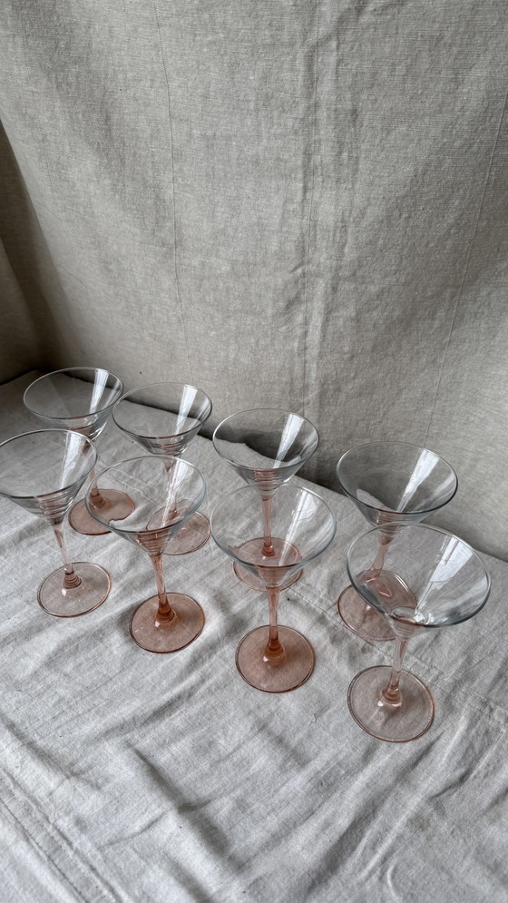 Image 1 of 8X Rosa Champagner Coupe / Martini Glas, Luminarc