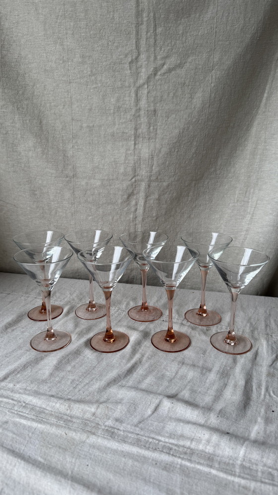 Image 1 of 8X Rosa Champagner Coupe / Martini Glas, Luminarc