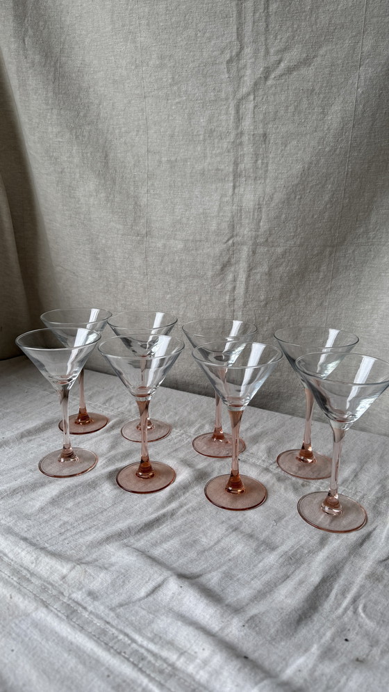 Image 1 of 8X Rosa Champagner Coupe / Martini Glas, Luminarc