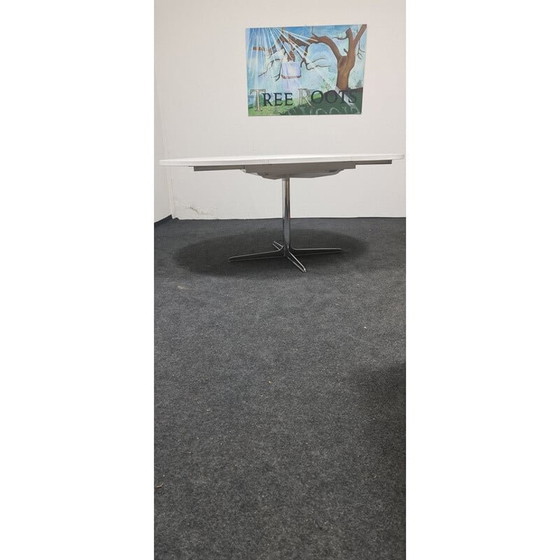 Image 1 of Runder ausziehbarer Esstisch aus Formica und Chrom