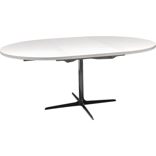 Runder ausziehbarer Esstisch aus Formica und Chrom