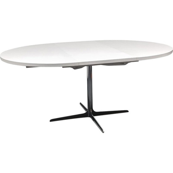 Image 1 of Runder ausziehbarer Esstisch aus Formica und Chrom