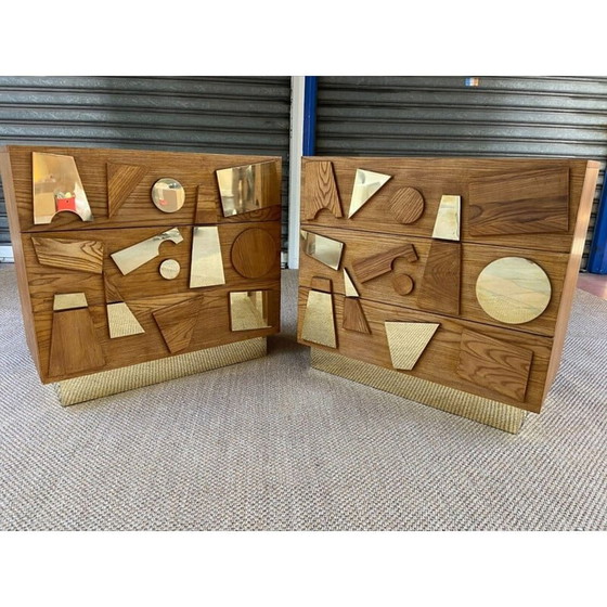 Image 1 of Paar alte Kommoden aus Messing und Kette, 1972