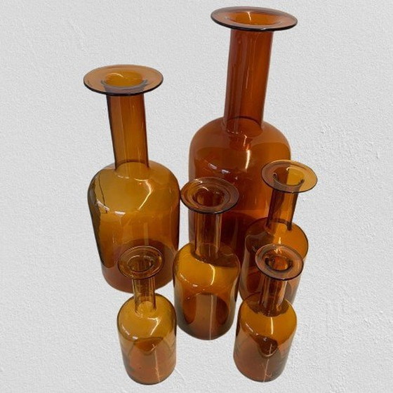 Image 1 of Ein Satz von sechs "Gulvase"-Flaschen von Otto Brauer für Kastrup Holmegaard