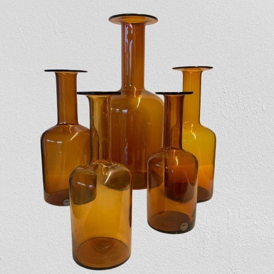 Image 1 of Ein Satz von sechs "Gulvase"-Flaschen von Otto Brauer für Kastrup Holmegaard