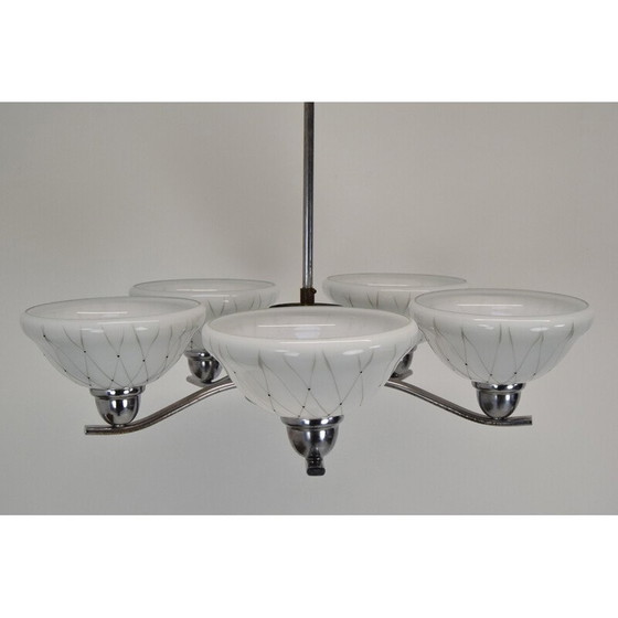 Image 1 of Vintage-Kronleuchter aus Glas, Metall und Chrom für Drukov, Tschechoslowakei 1960er Jahre