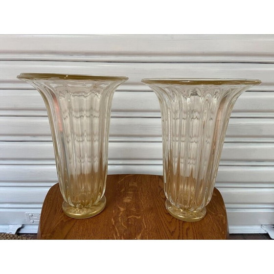 Image 1 of Paar alte Vasen aus Muranoglas von Toso, 1980