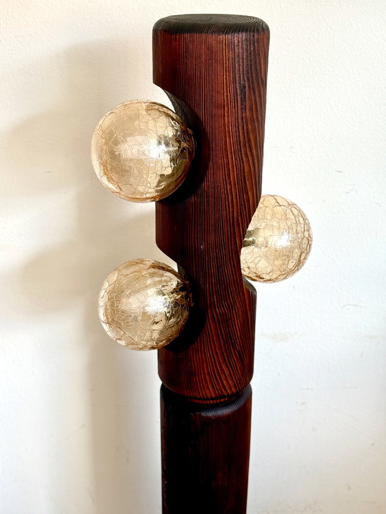 Image 1 of Vintage Brutalist Holz Totem Lampe Temde Leuchten