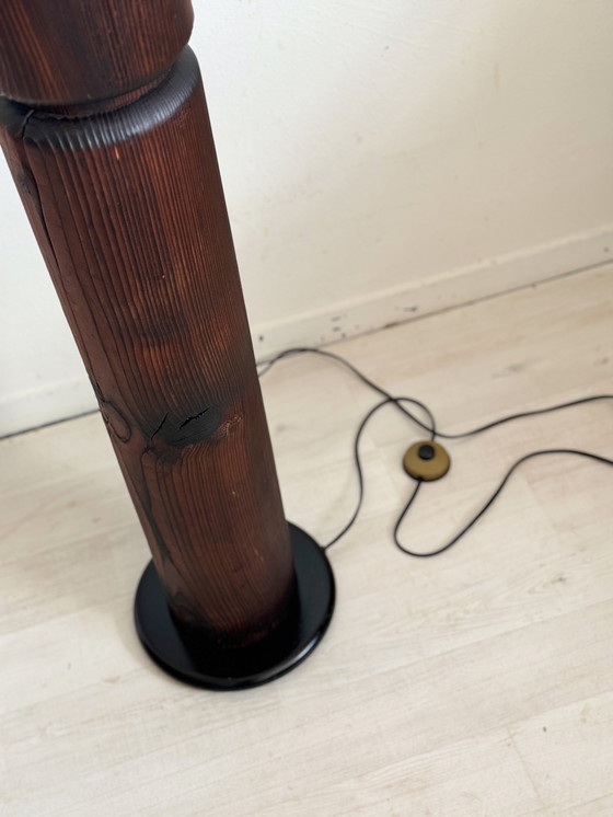 Image 1 of Vintage Brutalist Holz Totem Lampe Temde Leuchten