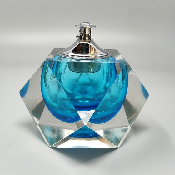 Image 1 of 1960er Jahre atemberaubende blaue Tabelle Feuerzeug in Murano Sommerso Glas von Flavio Poli für Seguso