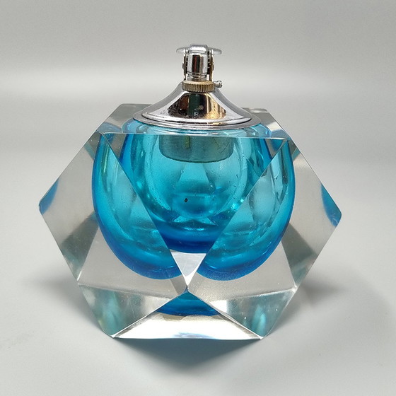 Image 1 of 1960er Jahre atemberaubende blaue Tabelle Feuerzeug in Murano Sommerso Glas von Flavio Poli für Seguso