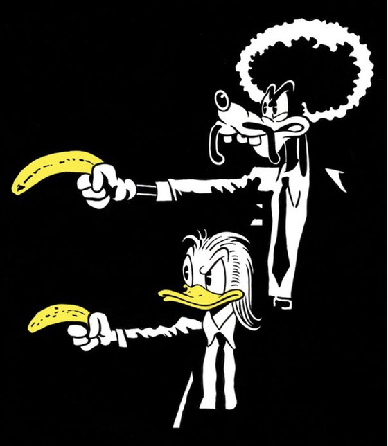 Image 1 of Giclée-Druck - Tony Fernandez - Donald & Goofy inspiriert von Pulp Fiction