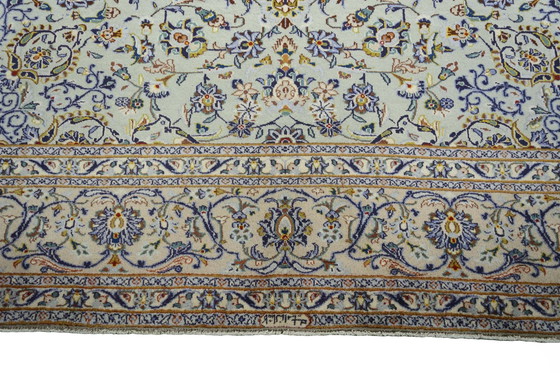 Image 1 of Handgeknüpfter Keshan Pistaziengrün Orientteppich – 405 X 303 Cm