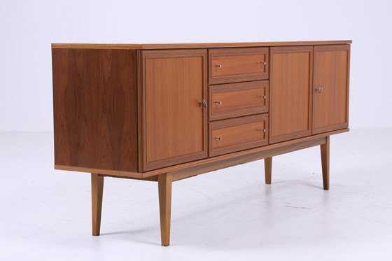 Image 1 of Vintage Sideboard 60er Jahre | Mid Century Schrank  Schubladen Anrichte Nussbaum Holz Aufbewahrung