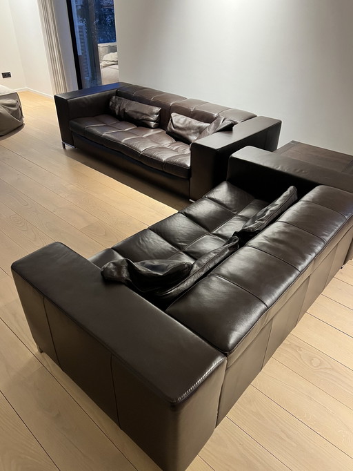 3-Sitzer und 2-Sitzer Design-Sofas aus braunem Leder von Cierre