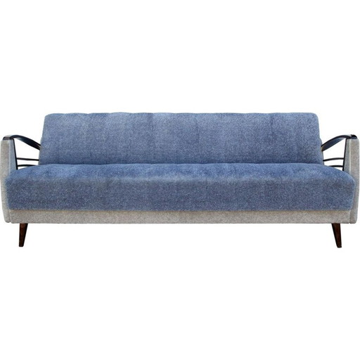 Vintage Sofabett in blau-beige 1950