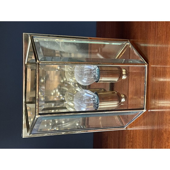 Image 1 of Paar alte Wandleuchten aus Messing und Glas, Frankreich 1980er Jahre