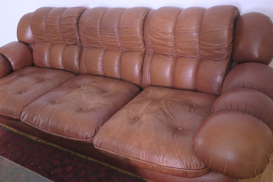Image 1 of Italienisches voluminöses Ledersofa, 1970er Jahre