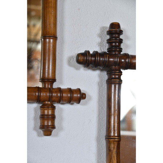 Image 1 of Satz von 5 Vintage-Wandspiegeln aus Bambusimitat, Frankreich