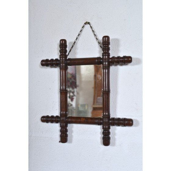 Image 1 of Satz von 5 Vintage-Wandspiegeln aus Bambusimitat, Frankreich