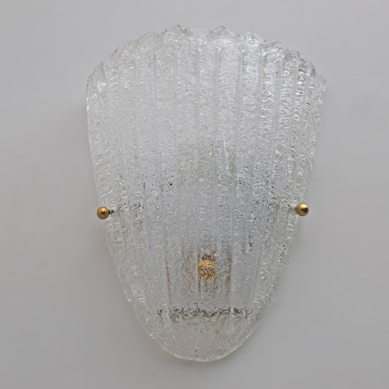Image 1 of Barovier Stil Mid Century Modern Italienisch Murano Glas Shell Sconces, 60S, Paar.