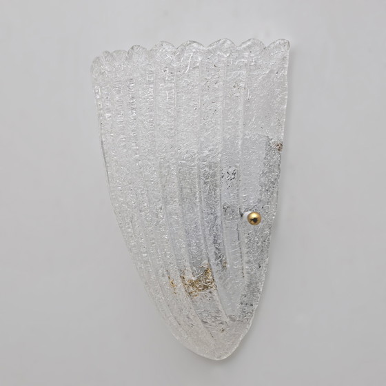 Image 1 of Barovier Stil Mid Century Modern Italienisch Murano Glas Shell Sconces, 60S, Paar.