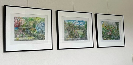 3x Minh Tran Acryl auf Papier 2019