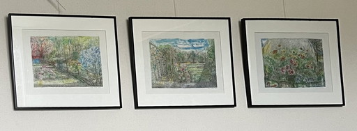 3x Minh Tran Acryl auf Papier 2019