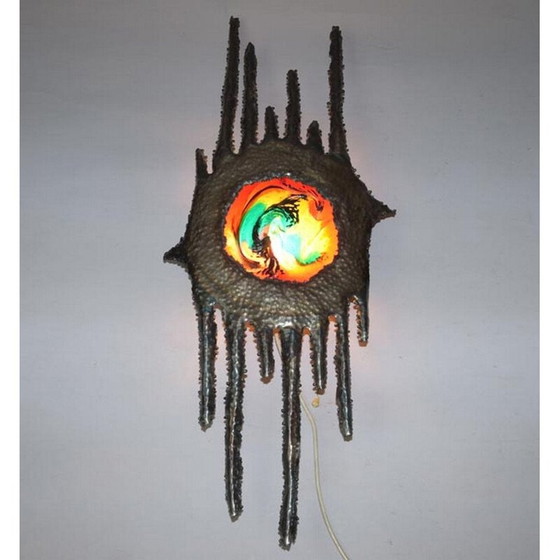 Image 1 of Alte Wandlampe aus Eisen und Glas, Tschechoslowakei 1950er Jahre