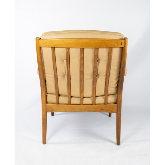 Image 1 of Vintage Sessel in dunklem Holz und mit Leder gepolstert, Dänisch 1960er