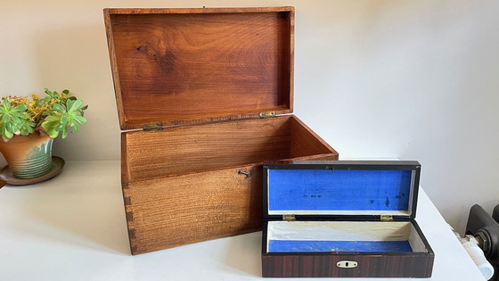 Image 1 of Vintage Handschuhschachteln Holz Schwalbenschwanz