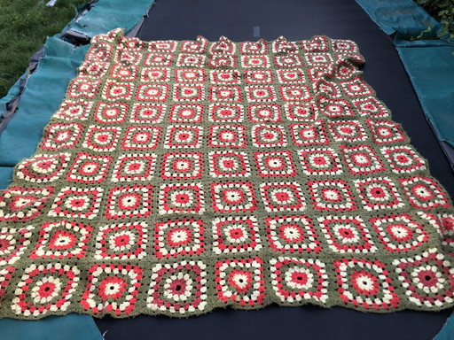 Vintage Bettdecke Teppich Teppich gehäkelt Granny Squares 150 X 130