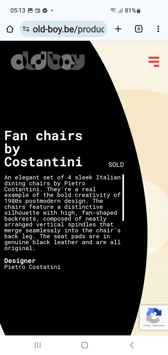 Image 1 of 4 X Fächer-Stuhl von Pierre Costantini, 1990S