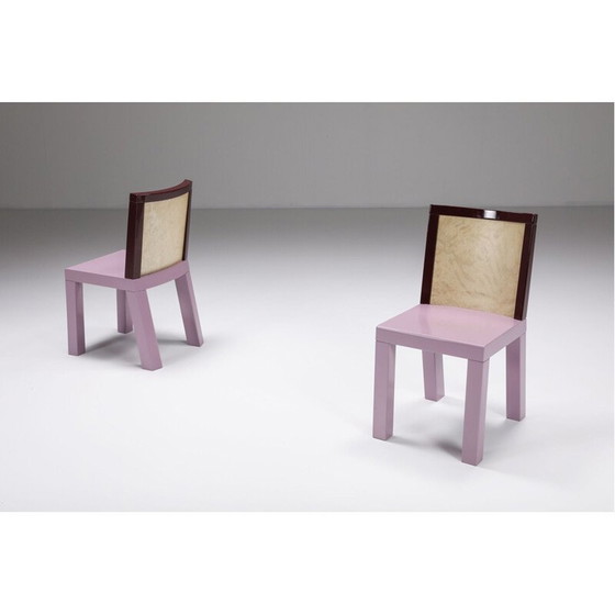 Image 1 of Satz von 4 rosafarbenen Mid Century-Esszimmerstühlen von Ettore Sottsass für Leitner, 1980er