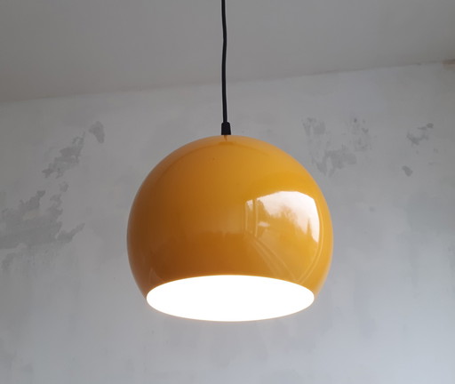 Vintage Space Age Eyeball Pendelleuchte in Ockergelb