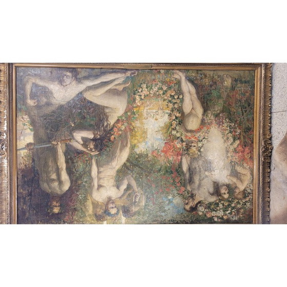 Image 1 of Vintage-Gemälde "Frieden und Kunst sind besser als die brutale Herrlichkeit der Waffen" von Philippe Swyncop