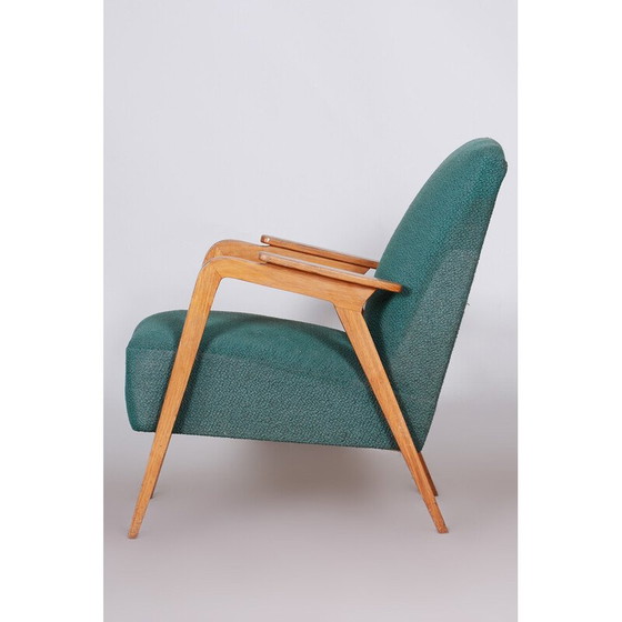Image 1 of Art Deco Sessel aus grünem Buchenholz, Tschechien 1940er Jahre