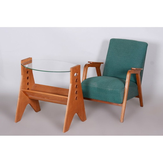 Image 1 of Art Deco Sessel aus grünem Buchenholz, Tschechien 1940er Jahre