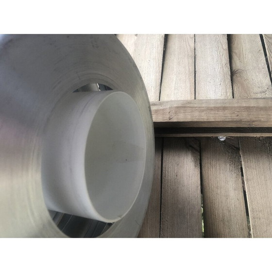 Image 1 of Vintage Pendelleuchte aus poliertem Stahl mit zylindrischer Kugel, 1970