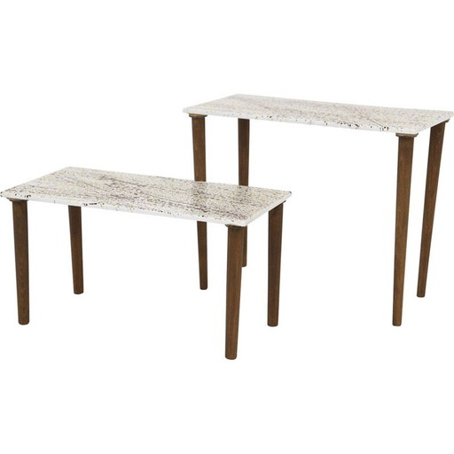 Ein Paar Beistelltische aus Emaille, Schweden 1970