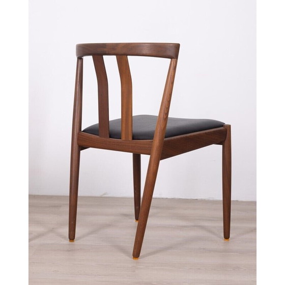 Image 1 of Ein Paar Vintage-Stühle aus Teakholz und schwarzem Leder, Dänemark 1960er Jahre